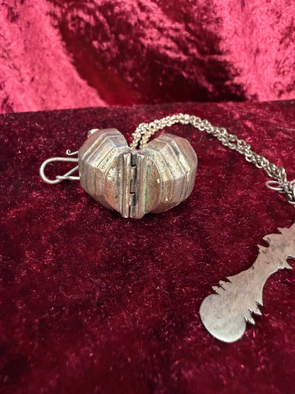 Antique Silver Opium Chatelaine – Flower Topped Picks with Locket Ball - Late Qing Dynasty