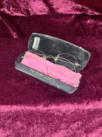 Antique Gold Filled Pince-Nez Eyeglasses – Rimless Spectacles with Chinn-Beretta San Francisco Case