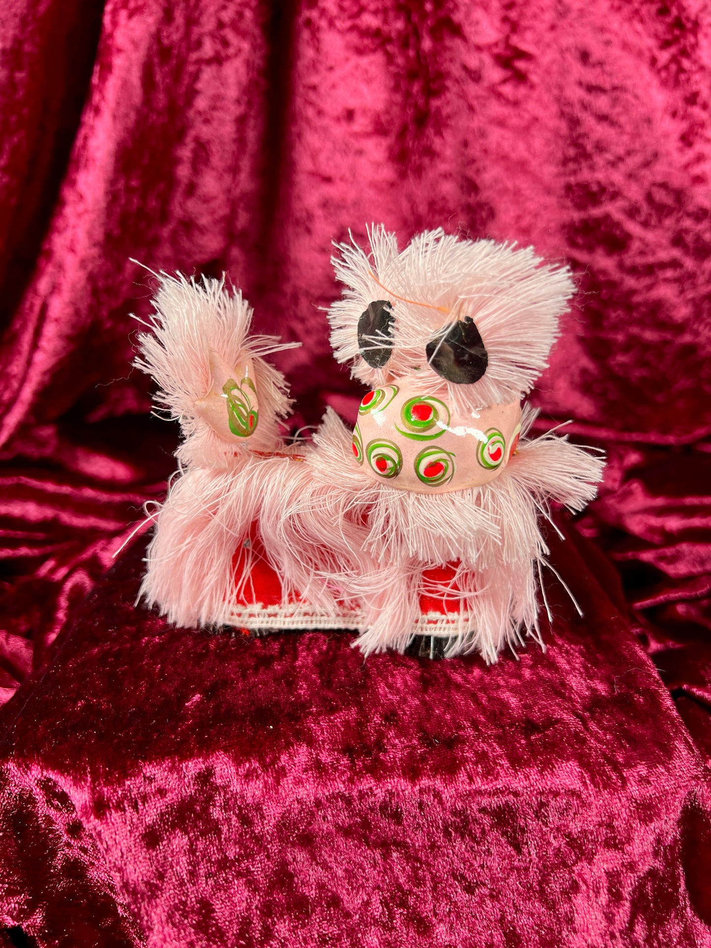 Vintage Figurine - Miniature Traditional Chinese Lion - Pink - Made In China