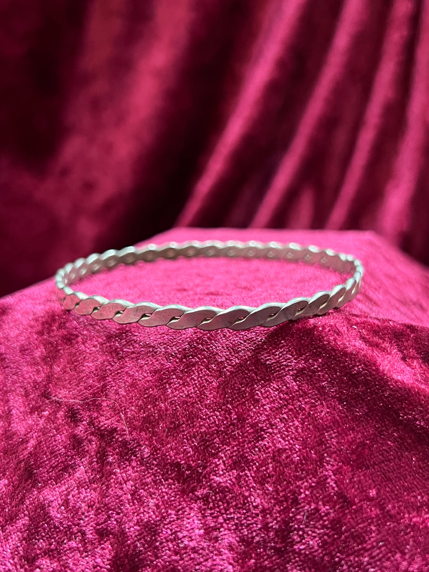Vintage Jewelry - Bangle Bracelet - 925 Sterling Silver - Braided Twist