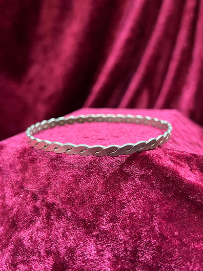 Vintage Jewelry - Bangle Bracelet - 925 Sterling Silver - Braided Twist