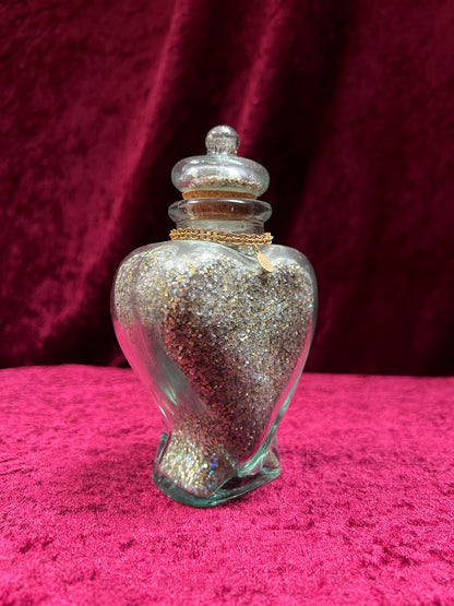 Vintage Kirks Folly Glass Follydust Bottle - Glitter Heart Jar Celestial Charms with Original Box