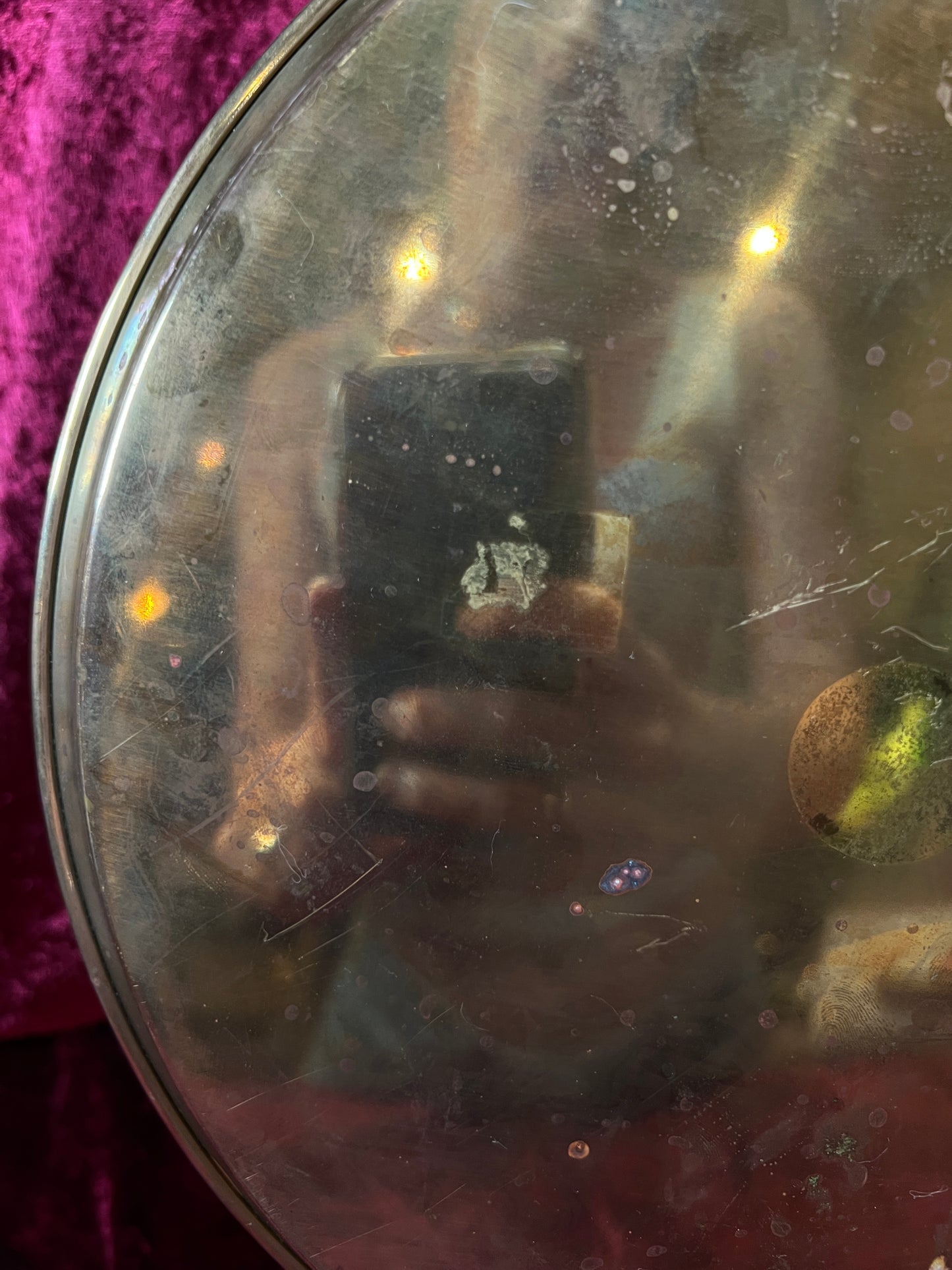 Vintage Brass Vanity Tray - Large Round Minimalist Perfume Display