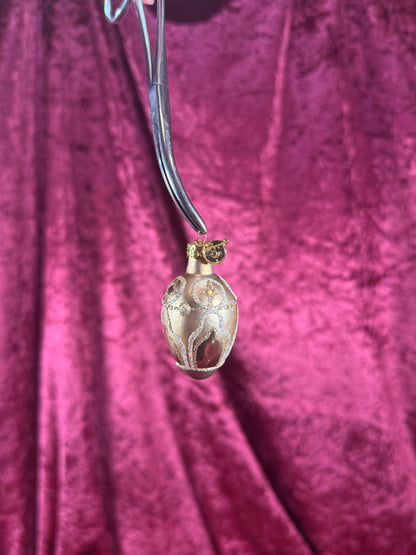 Vintage Christmas - Handblown Glass Ornament - Gold Glitter Spindle - KSA - 2.5"