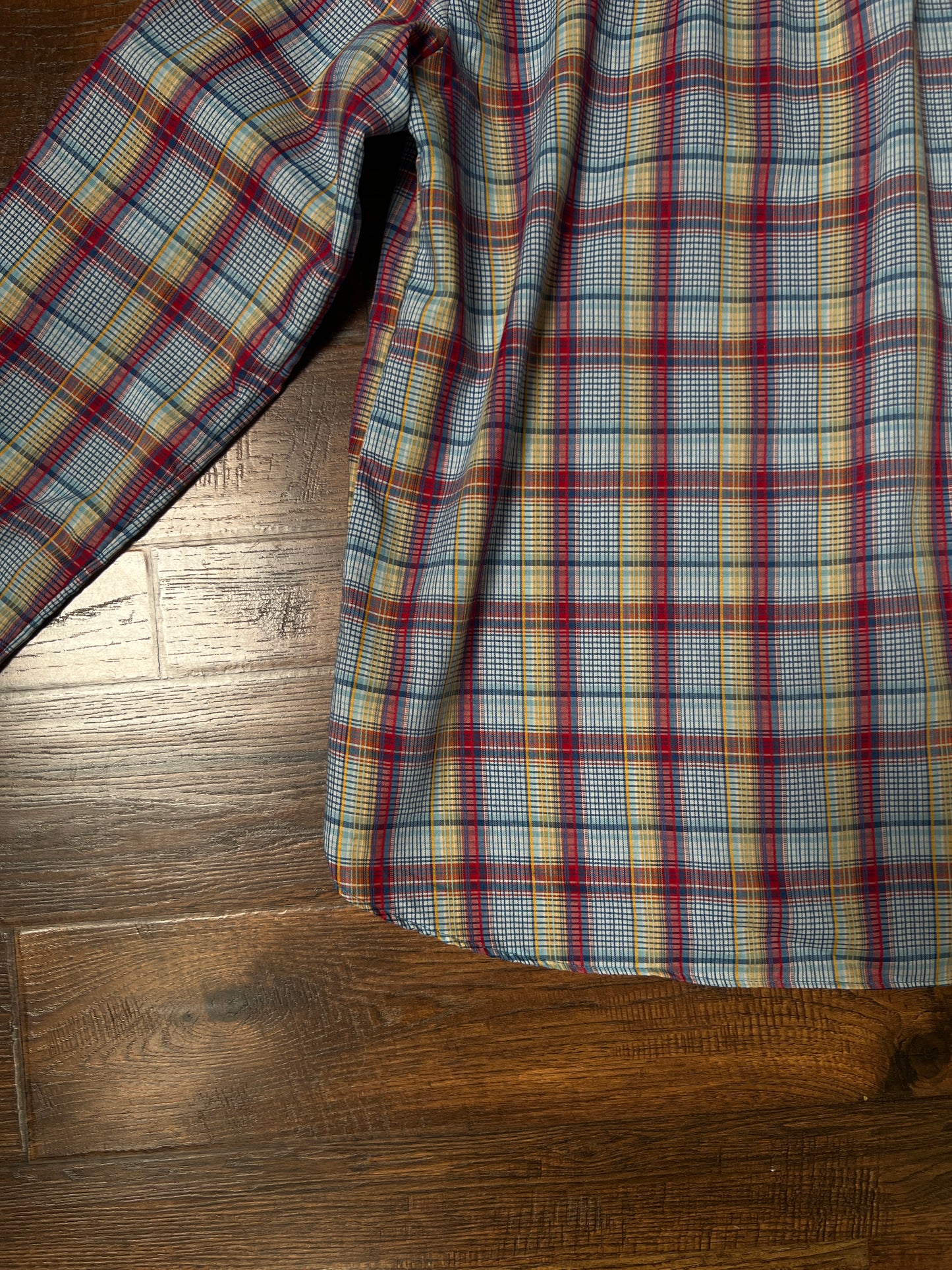 Vintage Miss Fashionability Plaid Blouse – Contrast White Collar Preppy Style – Medium
