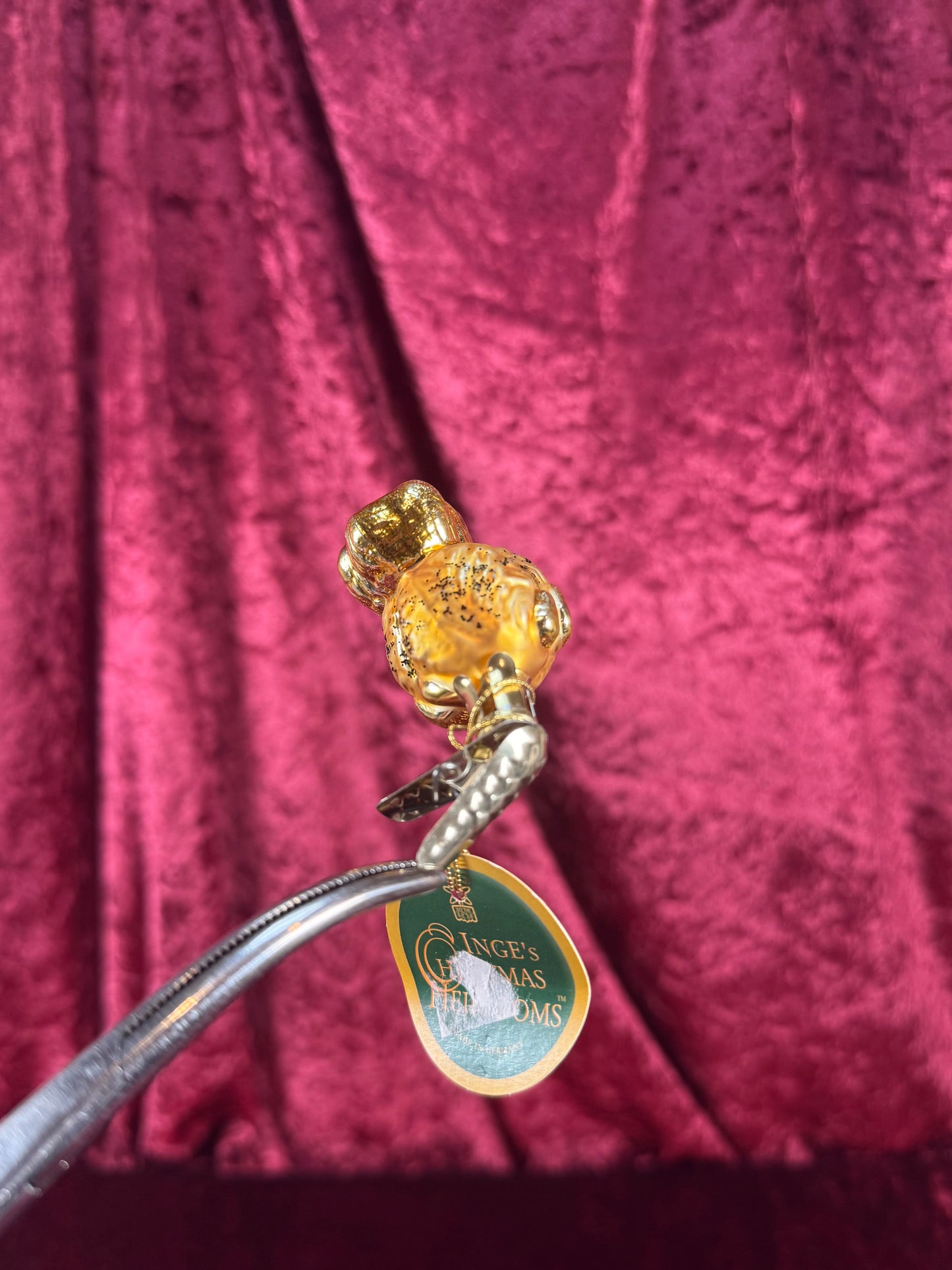 Vintage Christmas - Handblown Clip On Glass Ornament - Yellow Bee - Inge Glas - Germany