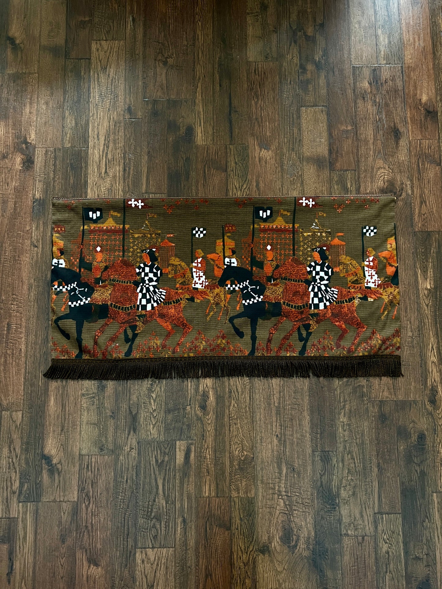 Vintage Woven Medieval Tapestry Wall Hanging - Atournament Tibor Reich Fringe Textile