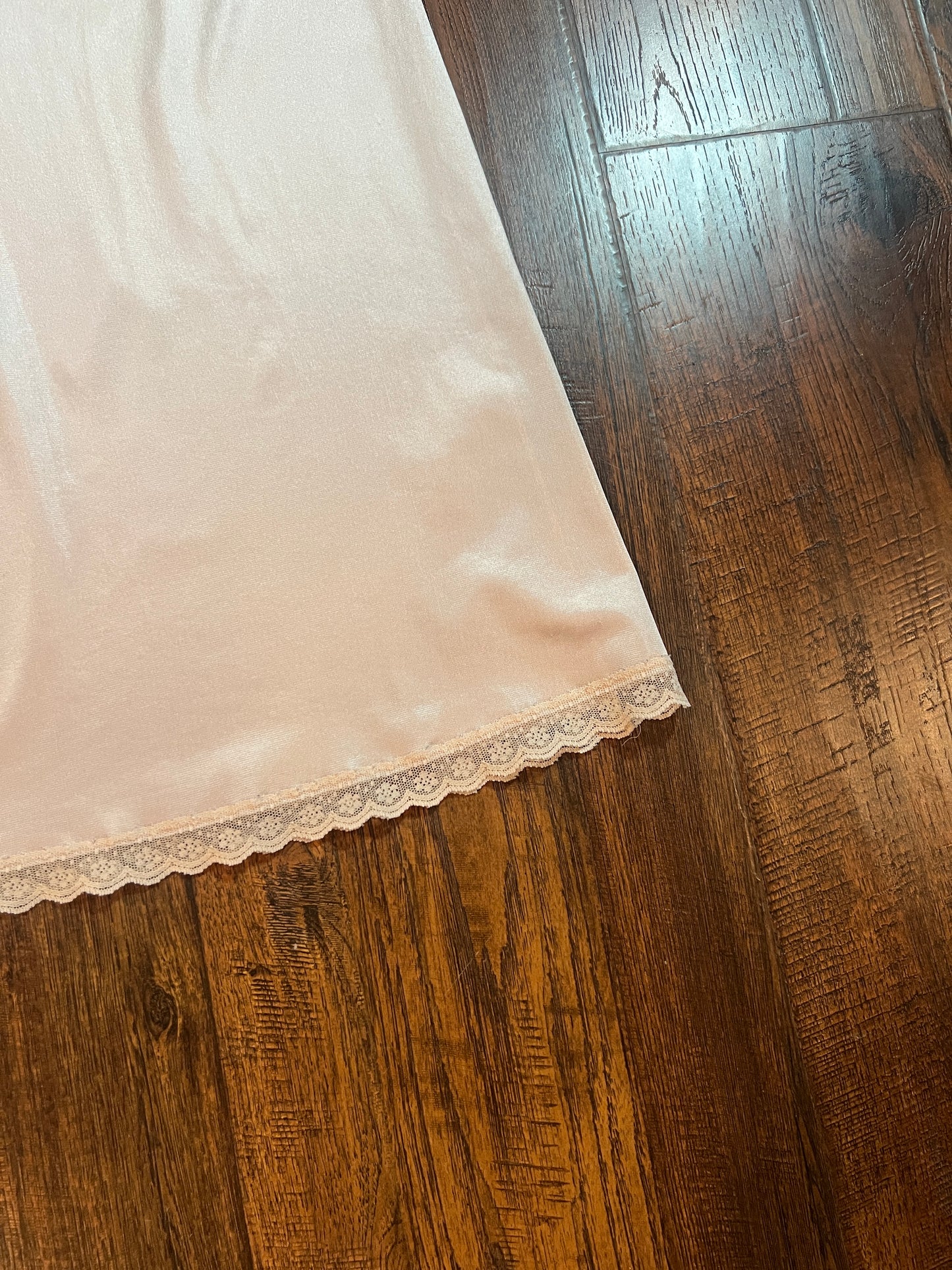 Vintage Clothing - Ankle Length Pink Skirt Slip with Lace Edge - Size Small