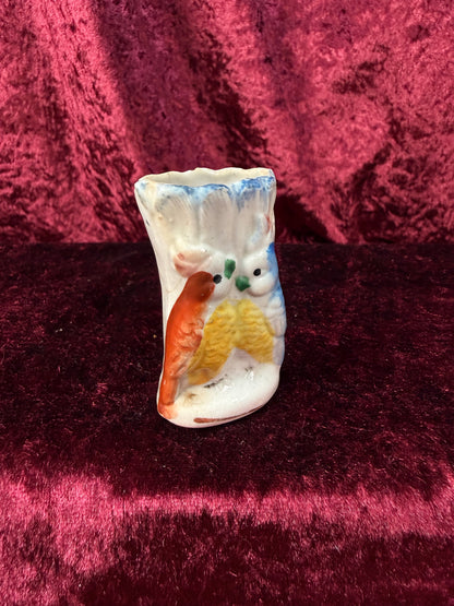 Vintage Miniature Ceramic Bud Vase – Kissing Cockatoos Relief - Made in Japan