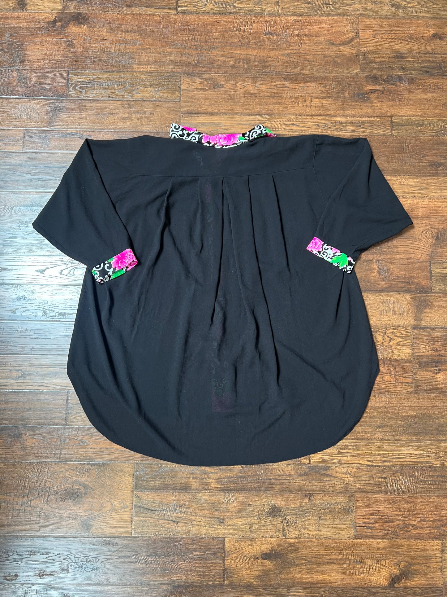 Vintage Clothing - Sheer Button Up Swimwear Cover Up - Floral Pattern Collar - Catalina - 2X-Large