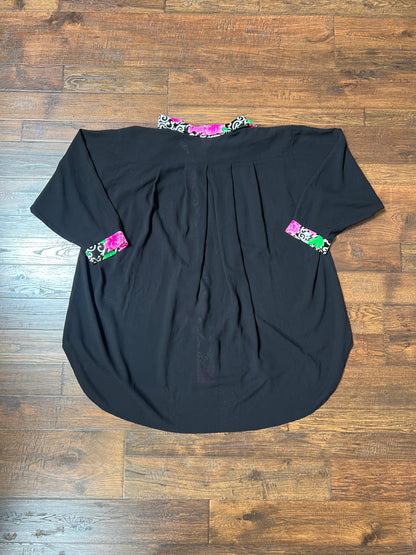 Vintage Clothing - Sheer Button Up Swimwear Cover Up - Floral Pattern Collar - Catalina - 2X-Large