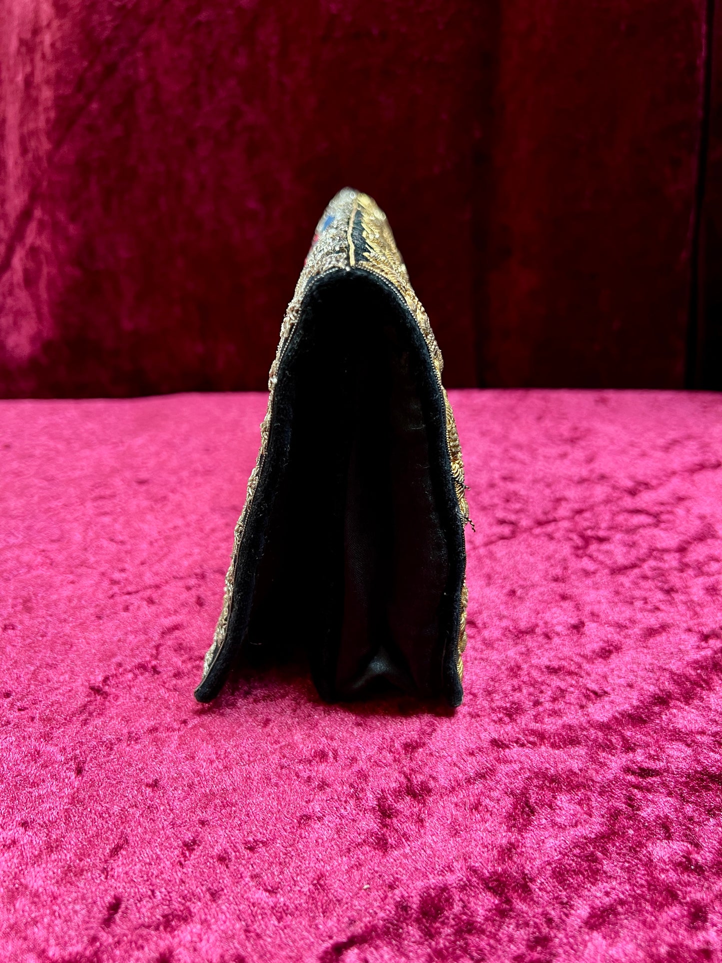 Vintage Double Sided Velvet Evening Clutch – Embroidered Peacock - Zardozi