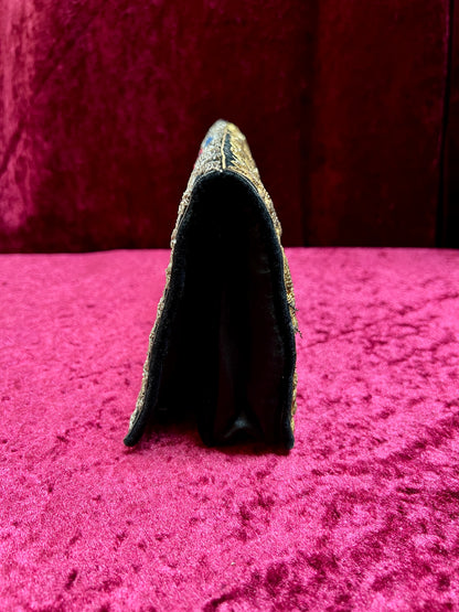 Vintage Double Sided Velvet Evening Clutch – Embroidered Peacock - Zardozi