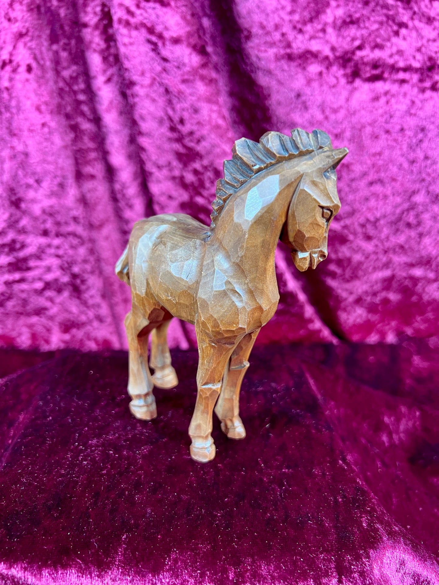 Vintage Figurine - Wood Carved Stallion - 5"