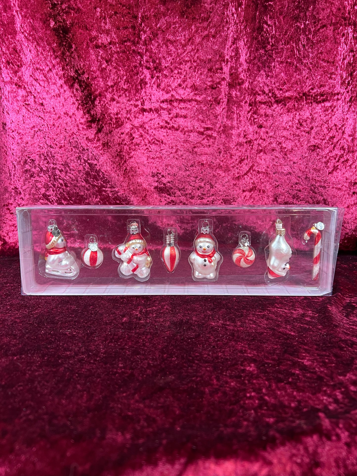 Vintage Christmas - Mini Glass Ornament Set - Snowmen and Candy Canes - Department 56