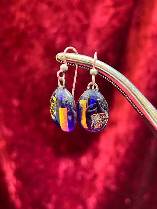 Vintage Jewelry - Drop Earrings - Cobalt Blue Glass Art Beads