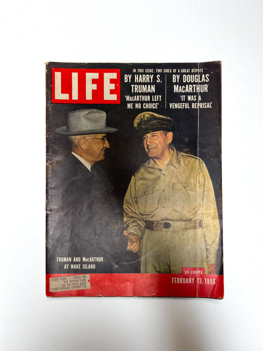 Vintage Ephemera - LIFE Magazine - Truman And MacArthur At Wake Island - February 13, 1956