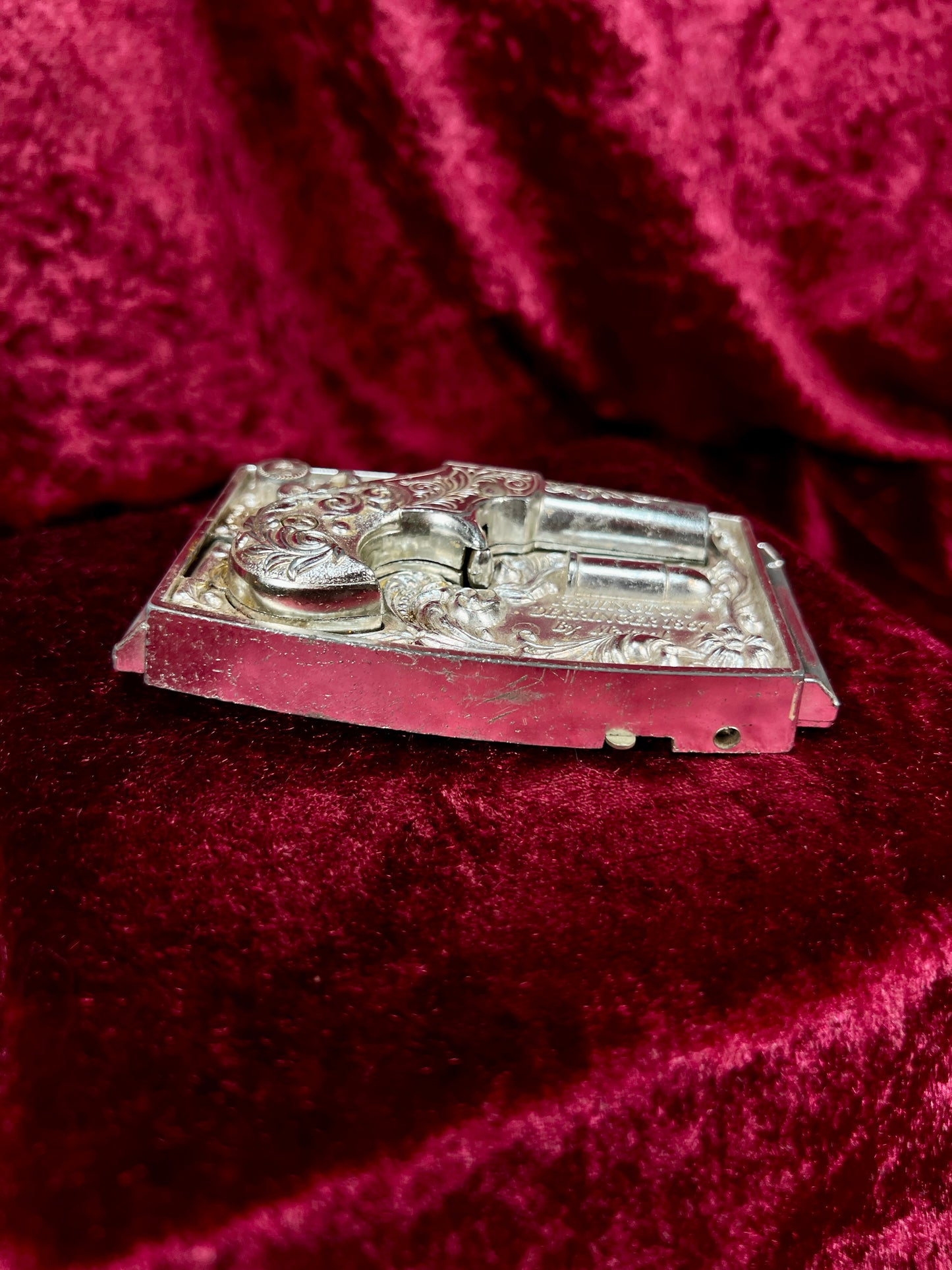 Vintage Metal Belt Buckle - Agent Zero Remington Derringer Cap Gun - 1959 Mattel
