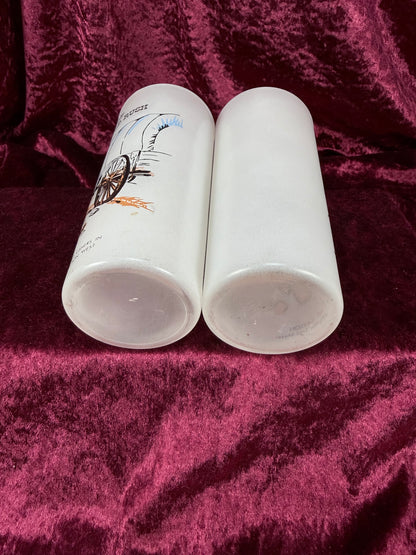 Vintage Milk Glass Tumbler Set – California Gold Rush Souvenir Pair