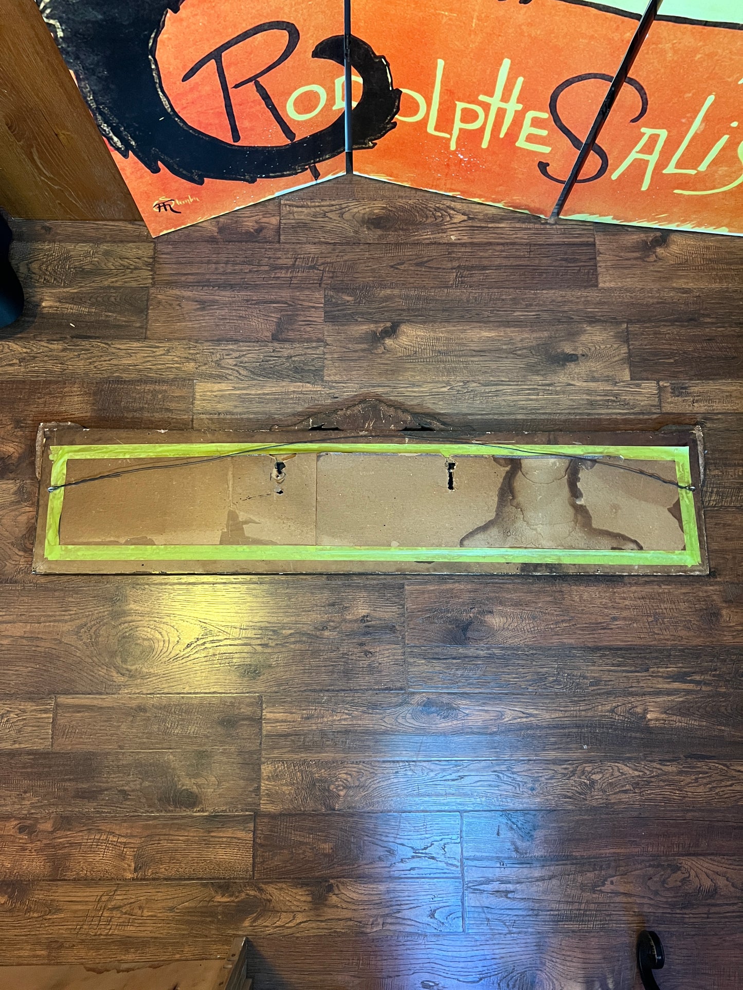 Antique Mirror - Mantle / Buffet - 3-Panel Beveled Glass - Etched Flowers