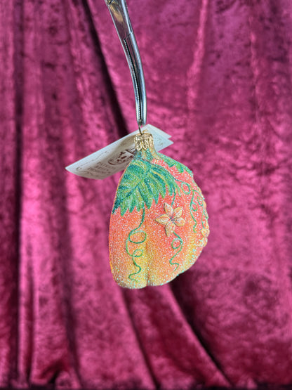 Vintage Christmas - Handblown Glass Ornament - Mouse Family In A Pumpkin - Patricia Breen - Poland