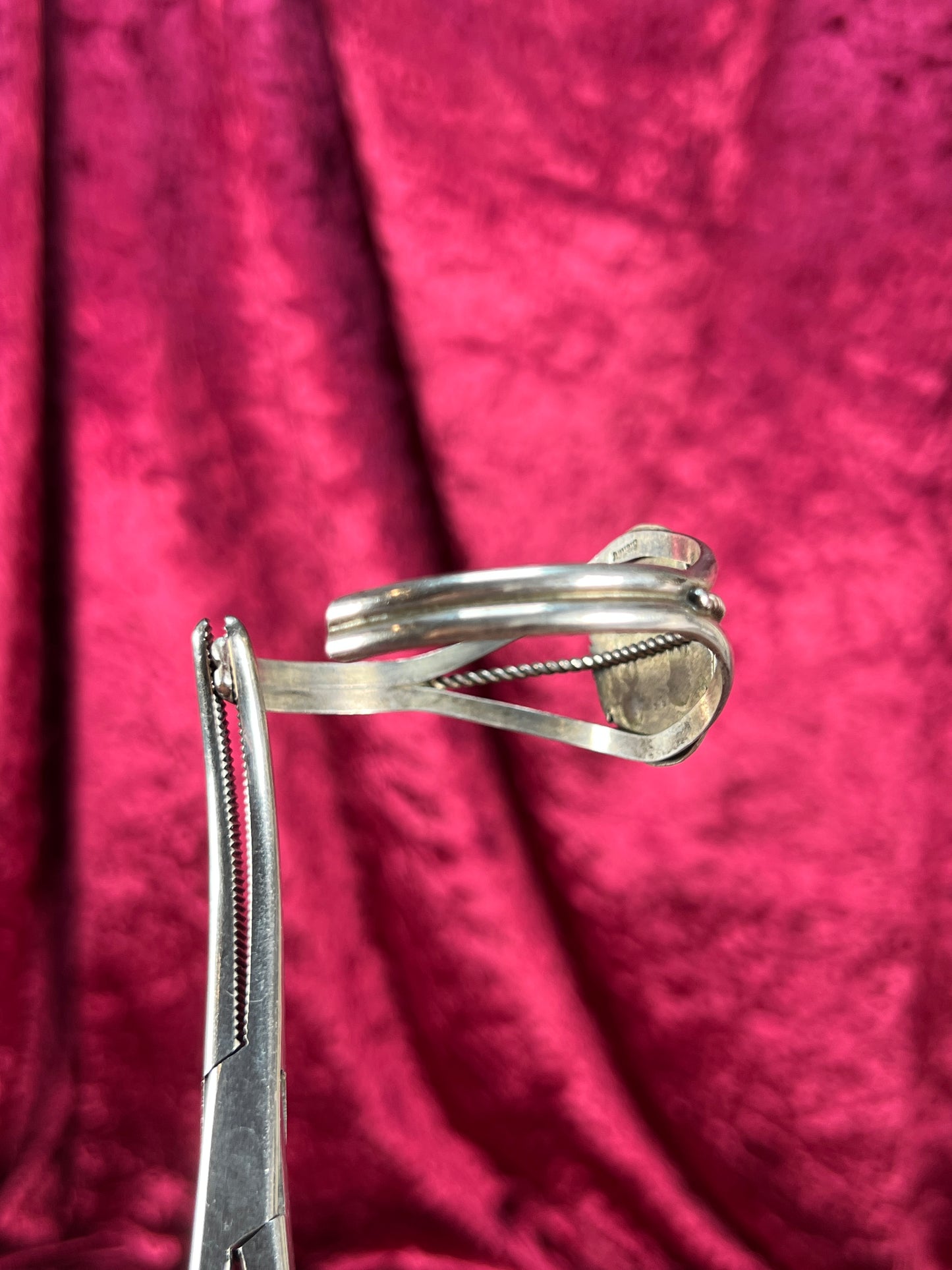 Vintage Jewelry - Cuff Bracelet - Sterling Silver - Number 8 Turquoise Center