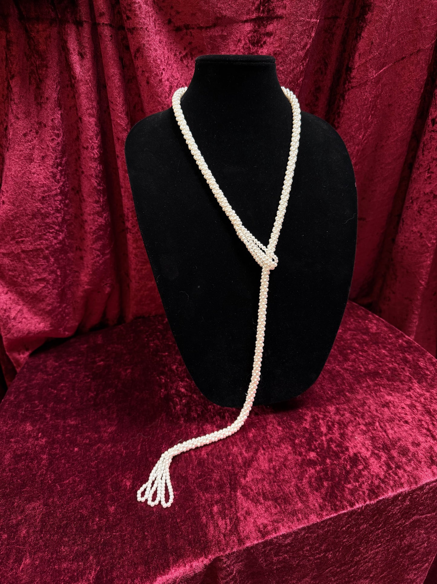 Vintage Jewelry - Faux Pearl Lariat - 38”