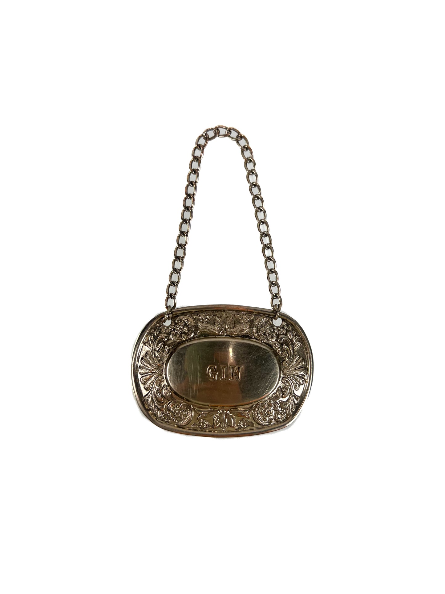 Vintage Barware - Silver Plated Decanter Label - Gin