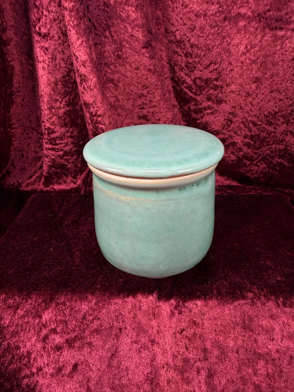 Vintage Ceramic French Crock Style Butter Bell – Muted Turquoise Glaze