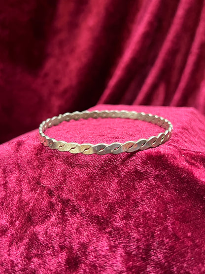 Vintage Jewelry - Bangle Bracelet - 925 Sterling Silver - Braided Twist