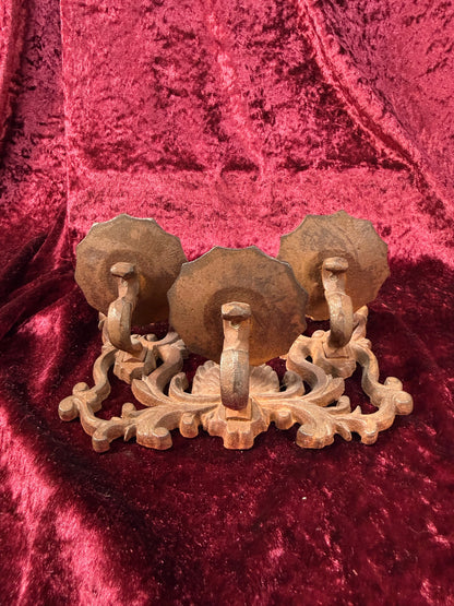 Antique Decor - Cast Iron 3 Candle Sconce - Gothic Style Fixture