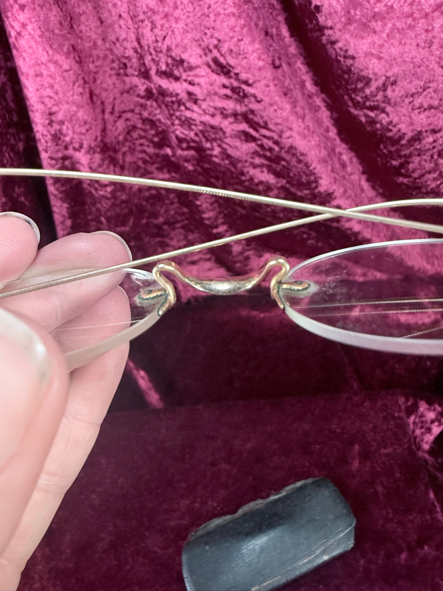 Antique Gold Filled Pince-Nez Eyeglasses – Rimless Spectacles with Chinn-Beretta San Francisco Case