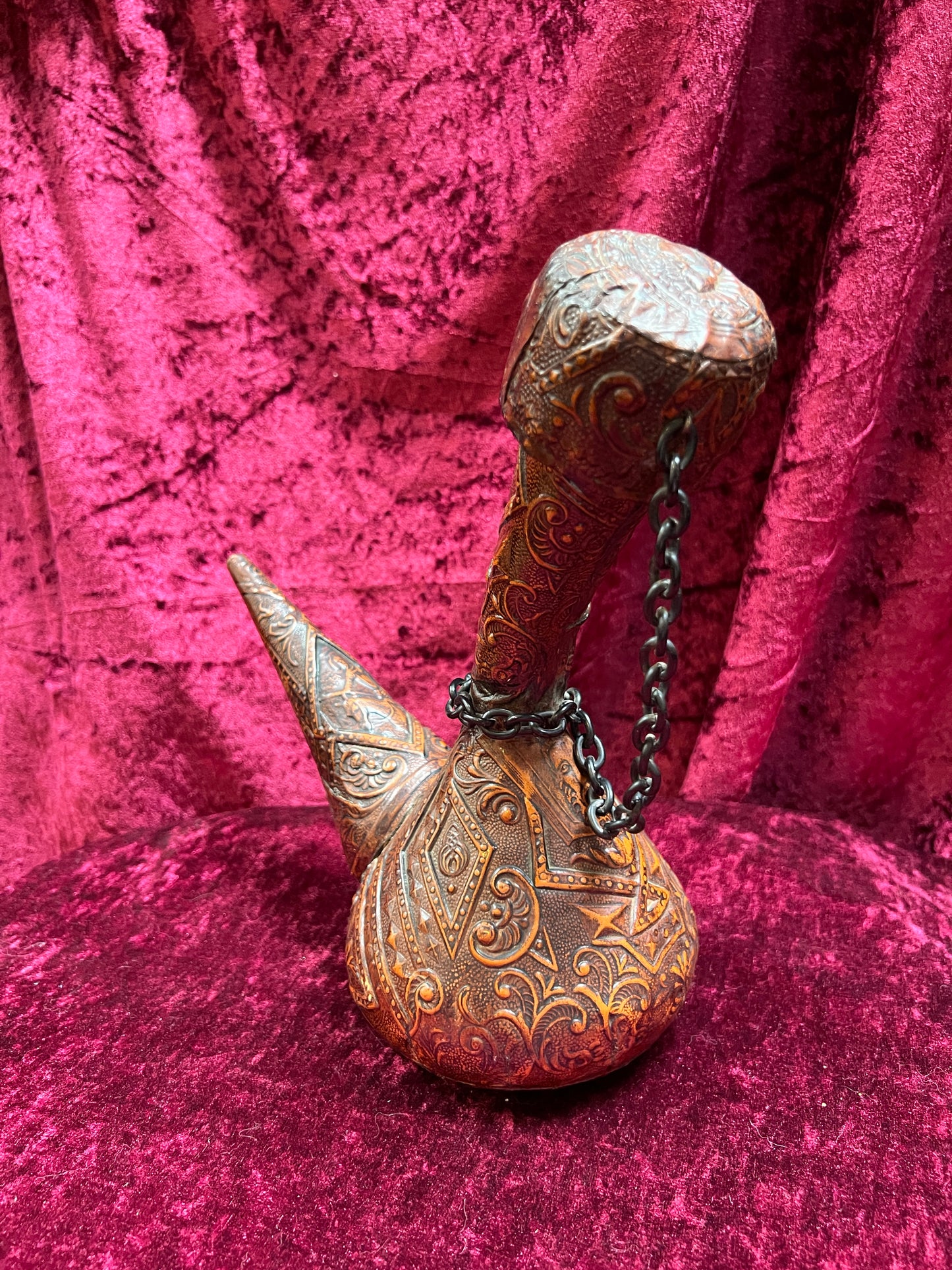 Vintage Barware - Tooled Leather Porron Decanter and Flask - Don Quixote and Patio De Los Leones