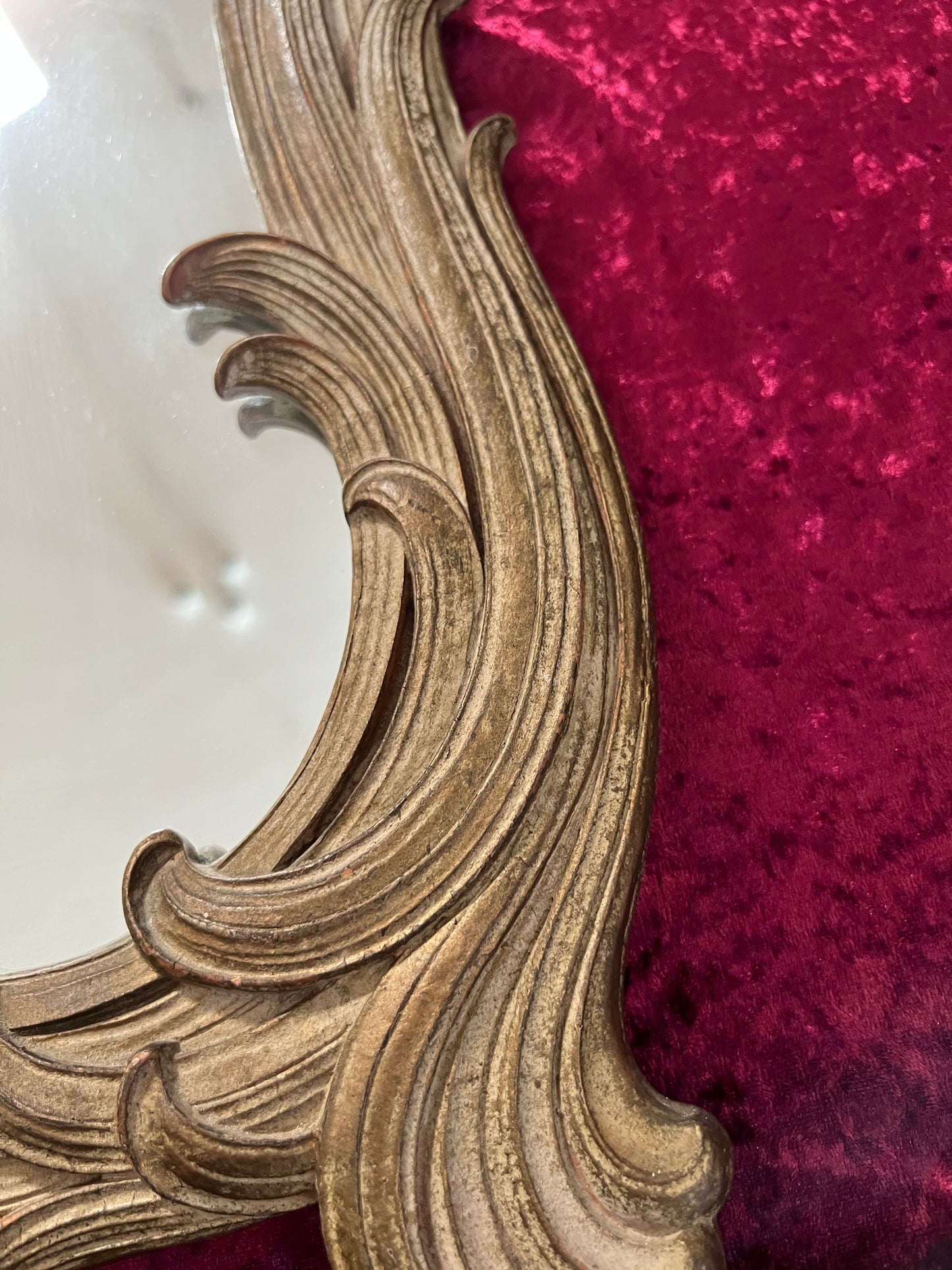 Vintage Syroco Wood Wall Mirror - Ornate Rococo Gold Hued Frame