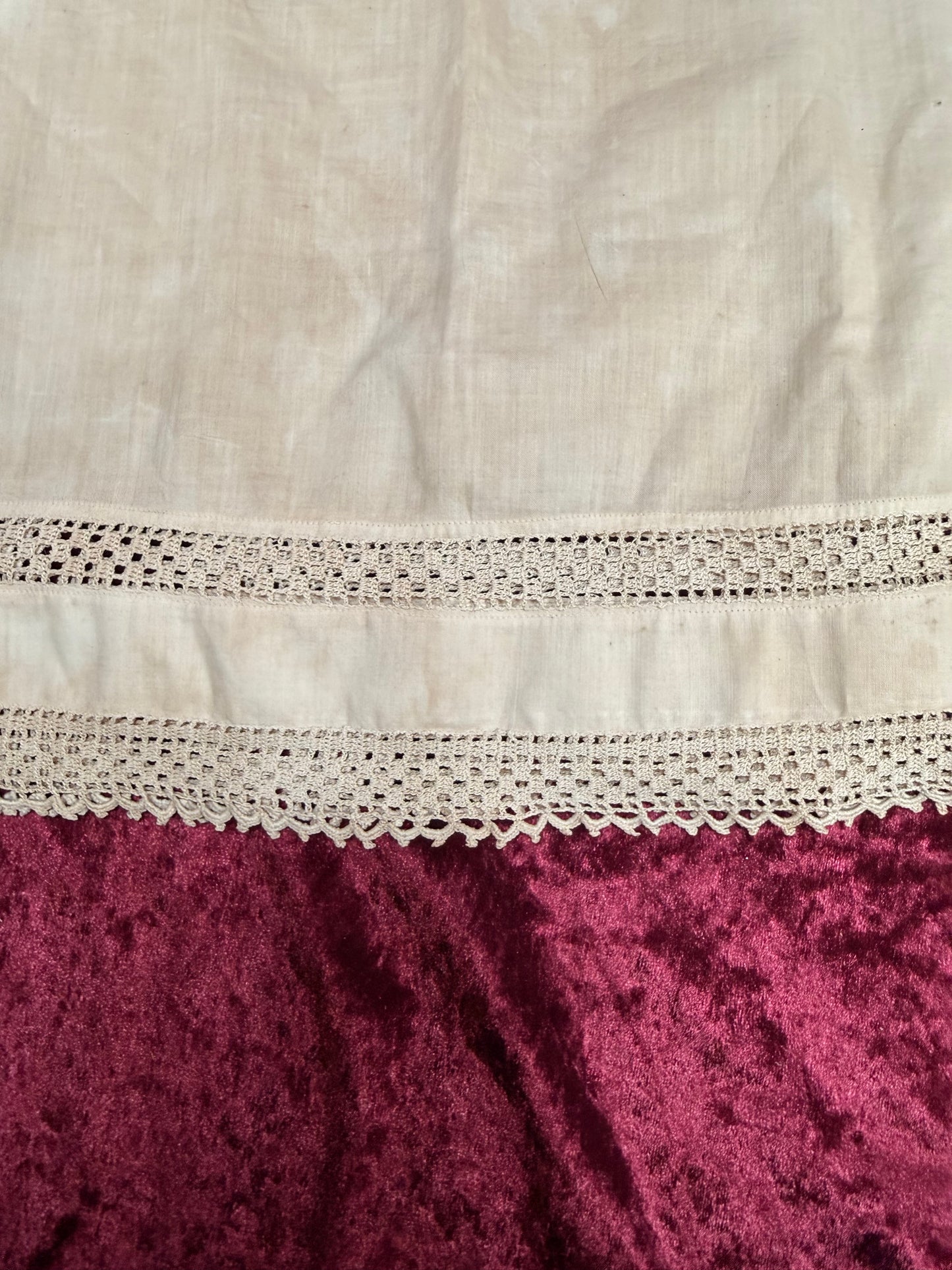 Antique Cotton Baby Dress – Crochet Lace Trim Edwardian Infant Sleeping Gown