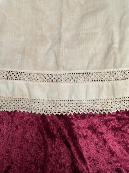 Antique Cotton Baby Dress – Crochet Lace Trim Edwardian Infant Sleeping Gown