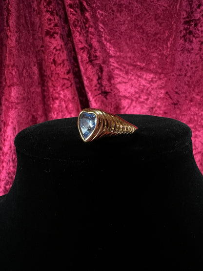Vintage Gold Tone Ring – Bold Sparkle Heart Ring by Avon - Size 8.5