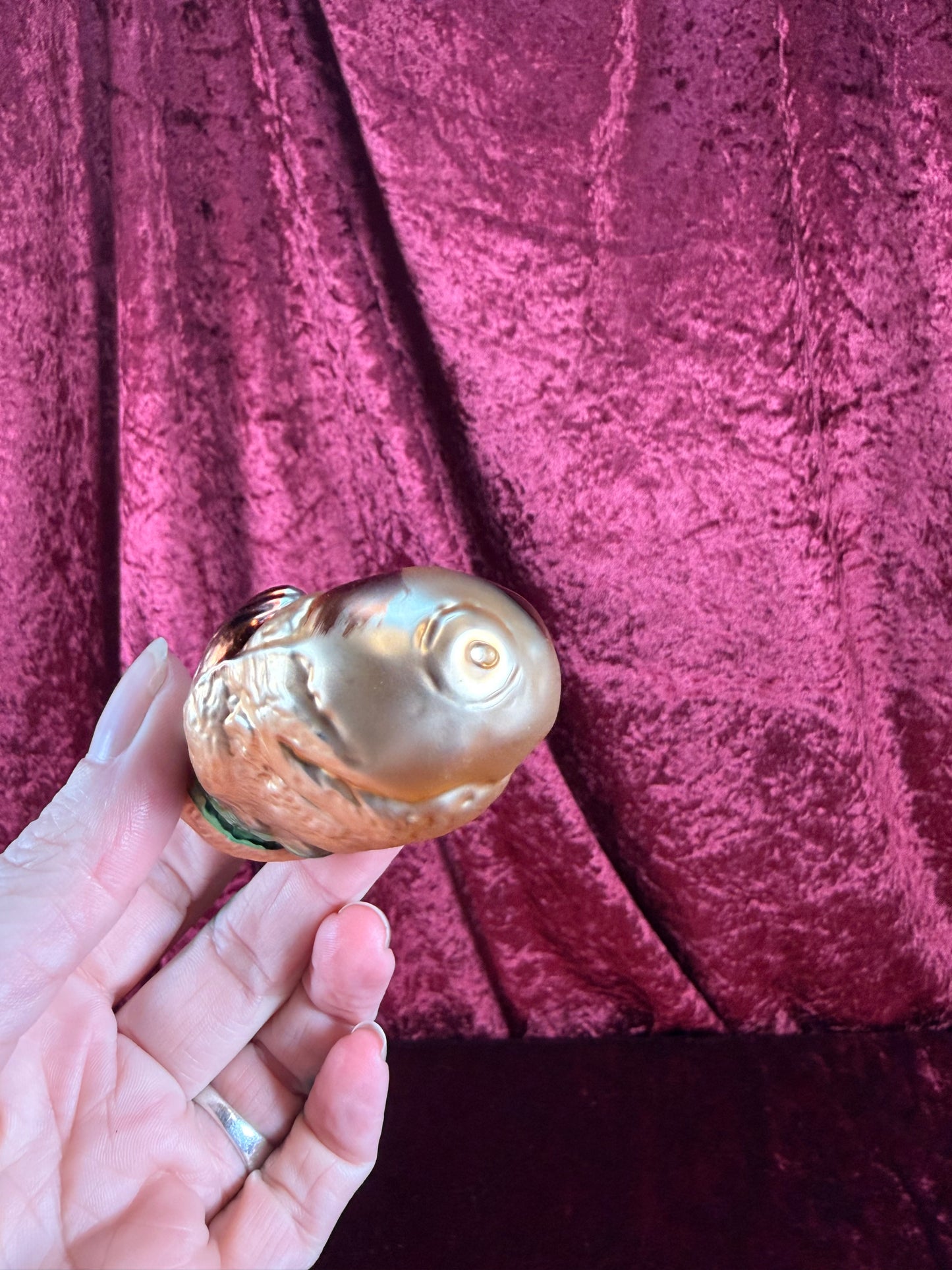 Vintage Christmas - Handblown Glass Ornament - Bear Holding A Red Heart - 4"