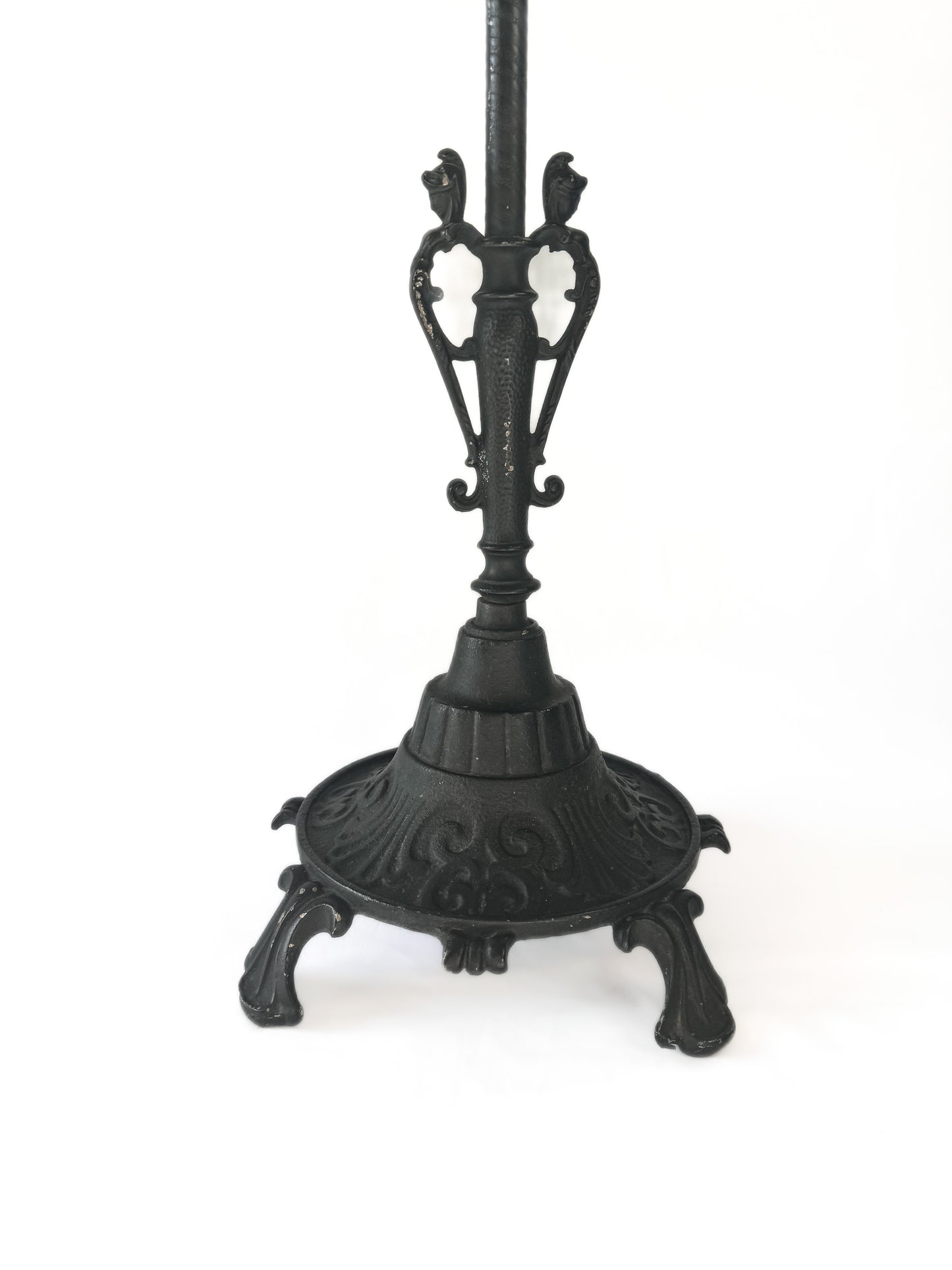 Antique Art Nouveau Black Cast Iron Plant Stand Pedestal