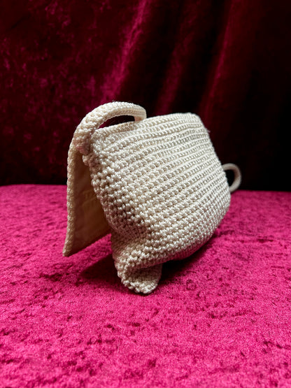 Vintage The Sak Crochet Crossbody Bag - Sandy White Mini Flap Purse