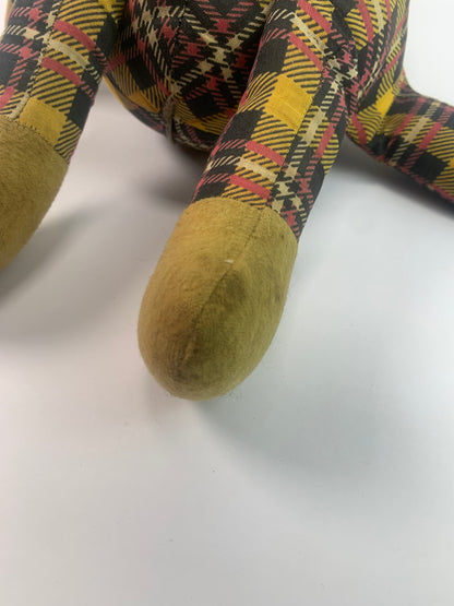 Vintage Toys - Plush Humpty Doll - Celluloid Face - Plaid Body - 1950s