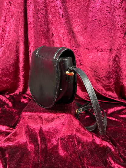 Vintage Black Leather Crossbody Bag - Bally Italy Saddle Purse