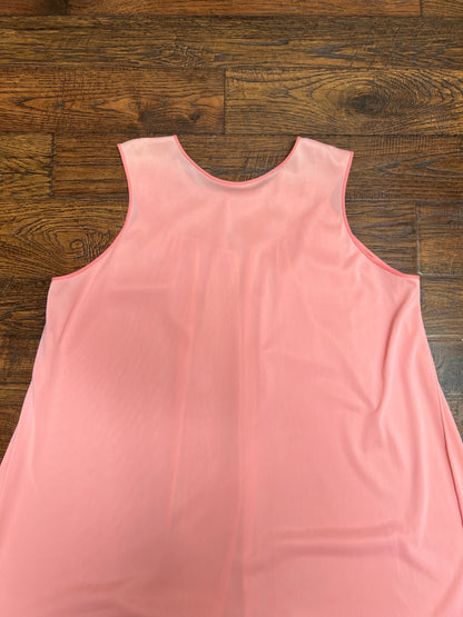 Vintage Clothing - Sleeveless Shift Nightgown - Keyhole Cutout with Rosette Button - Peach Pink - Medium