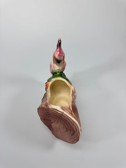 Vintage California Pottery Pink Ceramic Cockatoo Parrot Planter #205