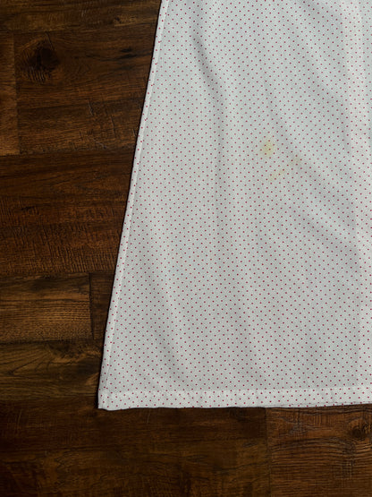 Vintage Cotton Blend Nightie - White Red Polka Dot Button Front - Size Large