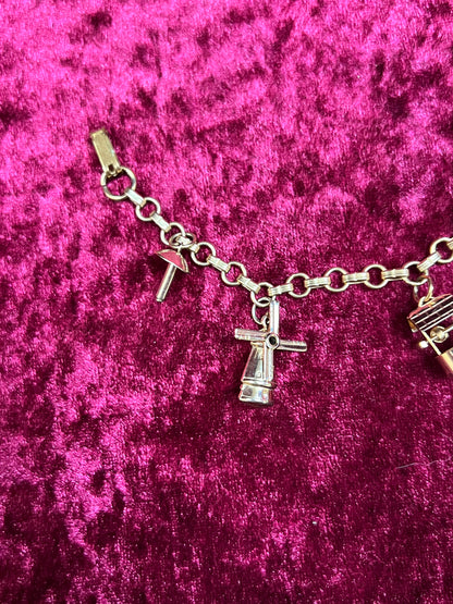 Vintage Jewelry - Dainty Charm Bracelet - Gold Tone - My Diary