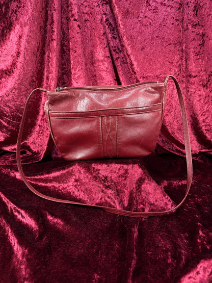 Vintage Accessories - Genuine Leather Crossbody Purse / Shoulder Bag - Burgundy - Toni