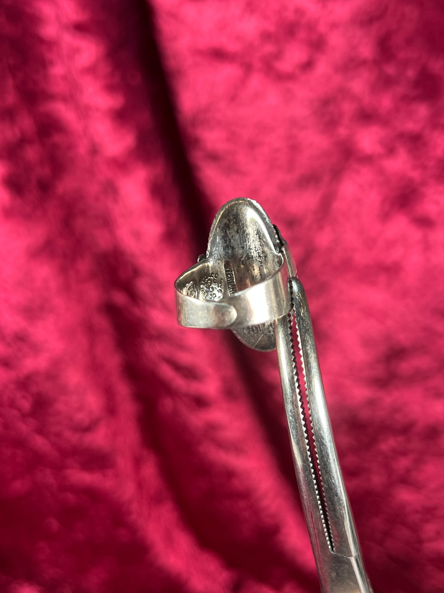 Vintage Jewelry - Adjustable Poison Ring - Sterling Silver - Green Center Stone - Taxco