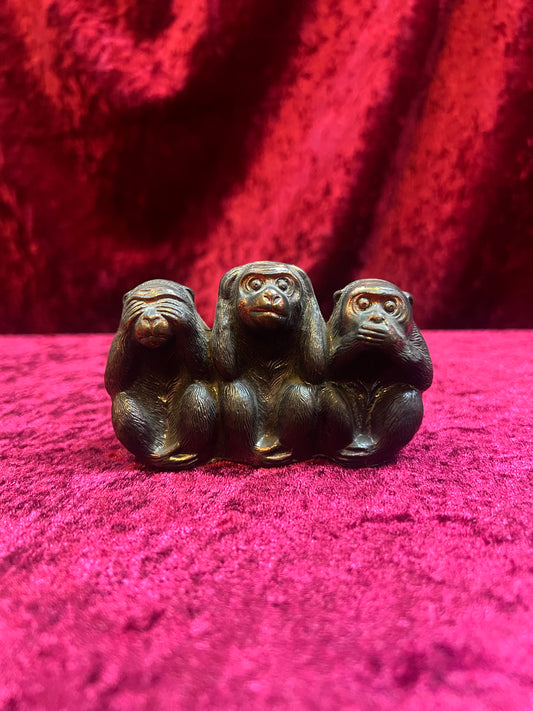 Vintage Home Decor - Miniature Ceramic Statue - 3 Wise Monkeys - Japan