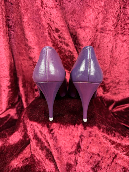 Vintage Shoes - 1990s Fast Turn Purple Pumps - Genuine Leather Made in Taiwan - Size 7.5